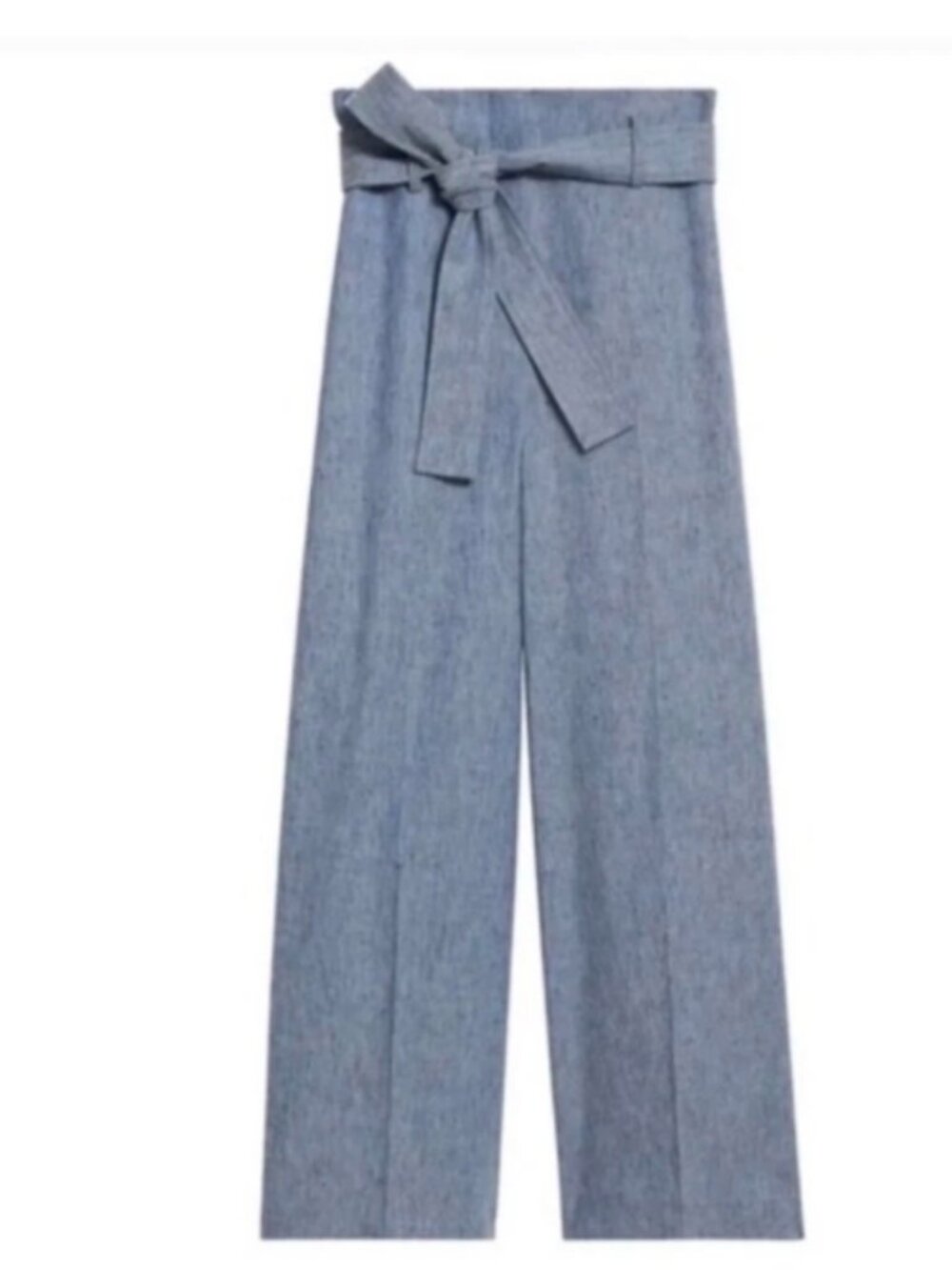 Theory Wide-Leg Linen Blue chambray Pants 6 belted